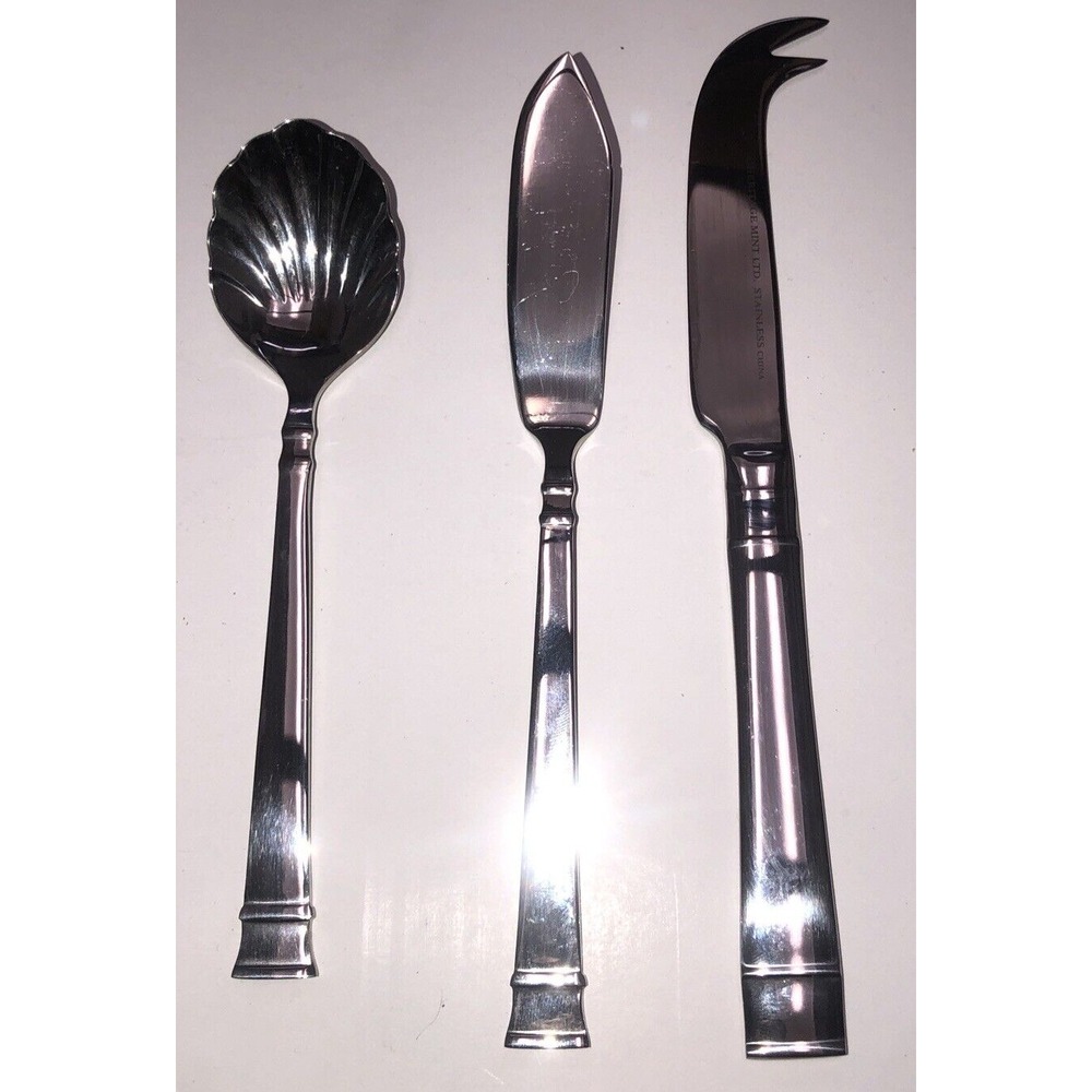 Heritage Mint Entertainment Serving Set Stainless Steel‎ Glossy 3 pc Bentley NEW